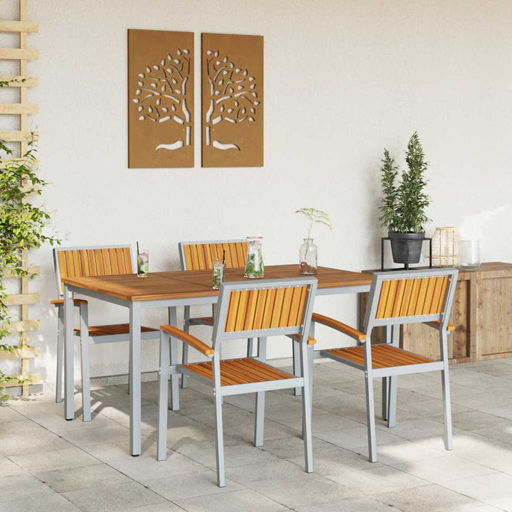 Have Spisebordssæt 5 pcs Grå og brun 150 x 90 x 75 cm