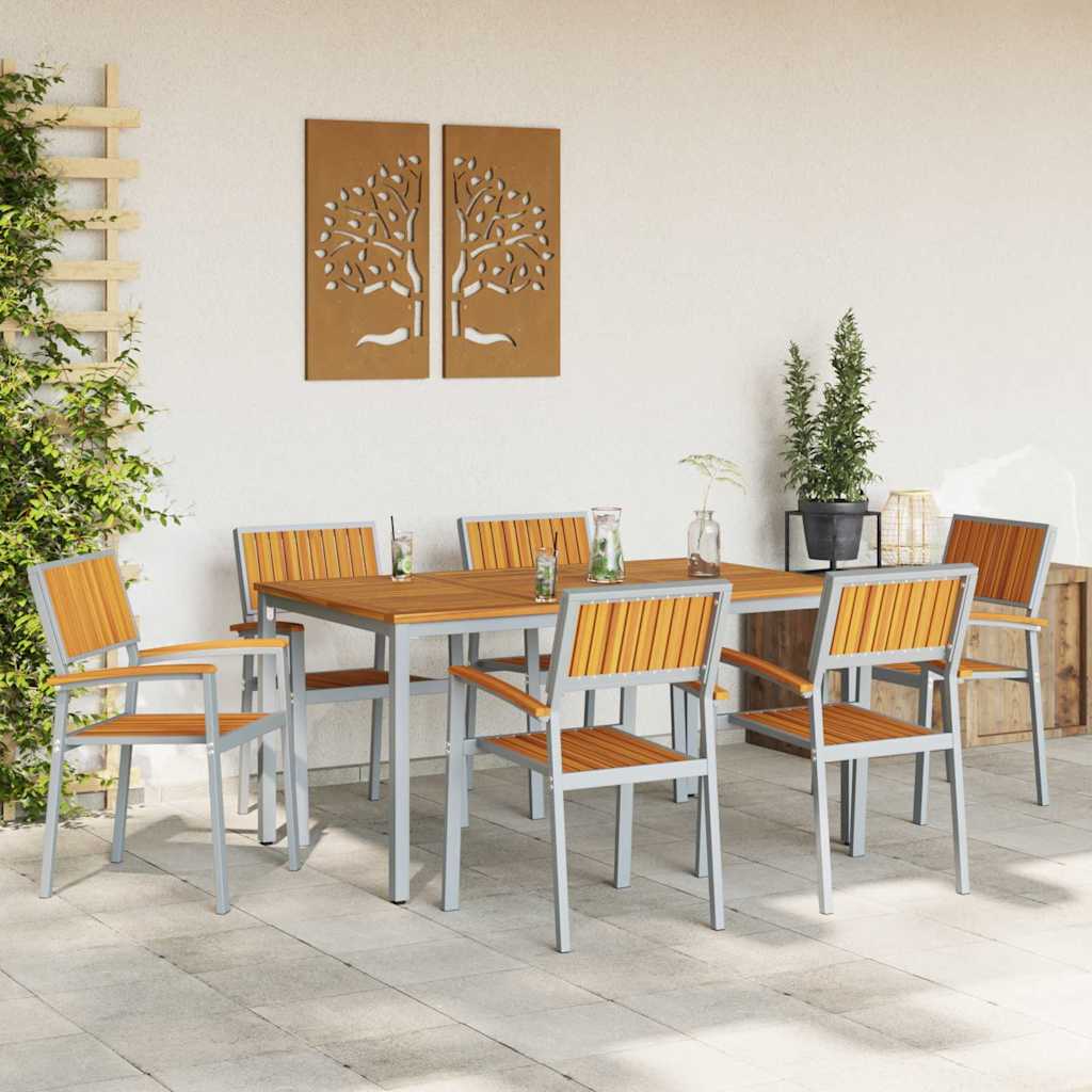 Have Spisebordssæt 7 pcs Grå og brun 150 x 90 x 75 cm