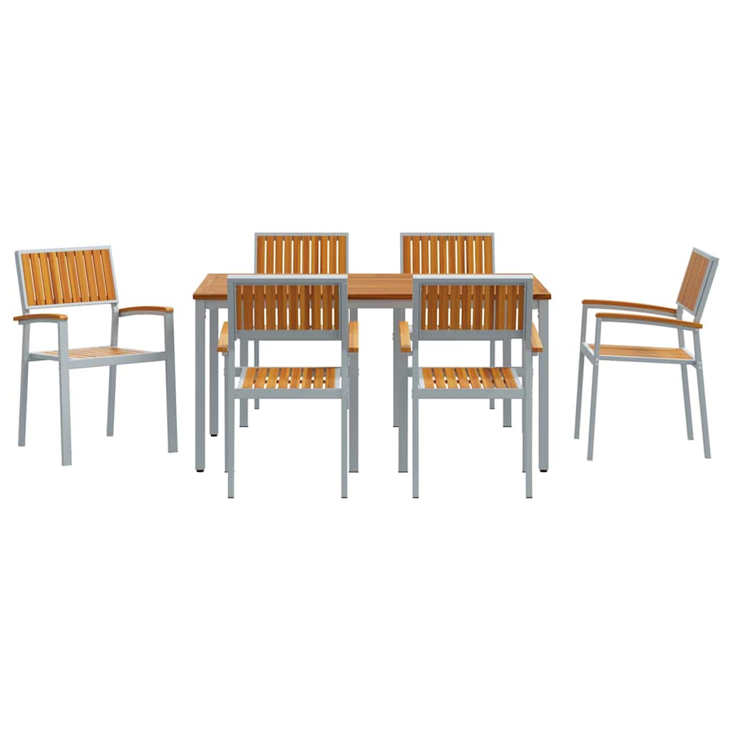 Have Spisebordssæt 7 pcs Grå og brun 150 x 90 x 75 cm