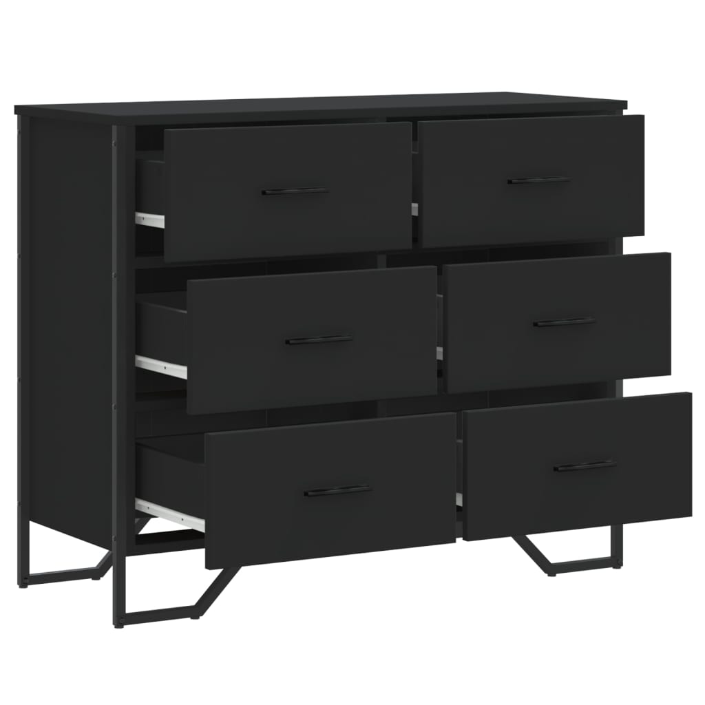 kommode 91x35,5x74,5 cm konstrueret træ sort