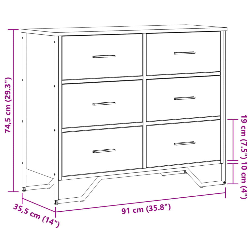 kommode 91x35,5x74,5 cm konstrueret træ sort