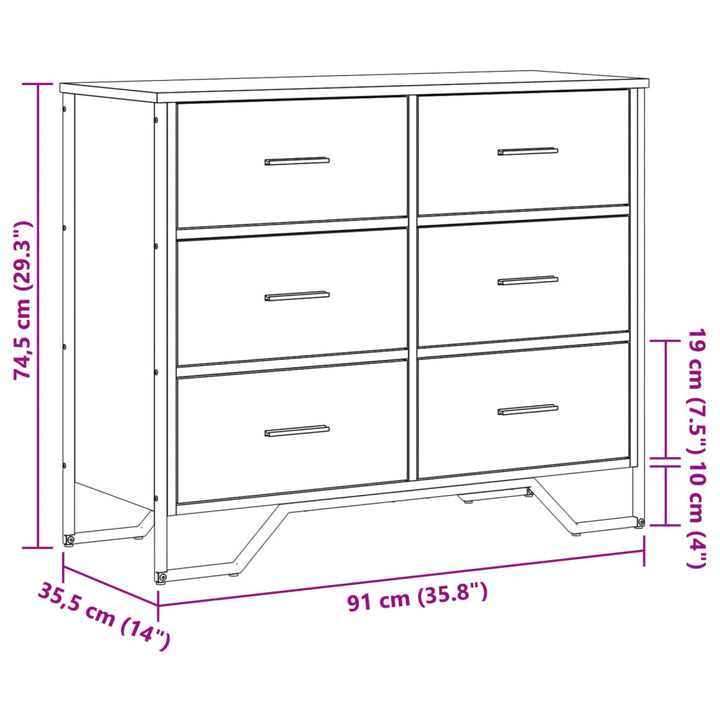 kommode 91x35,5x74,5 cm konstrueret træ sort