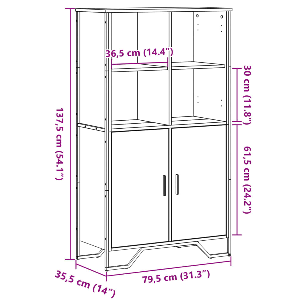skab 79,5x35,5x137,5 cm konstrueret træ sort