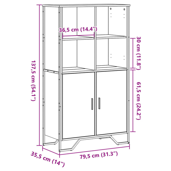 skab 79,5x35,5x137,5 cm konstrueret træ sort
