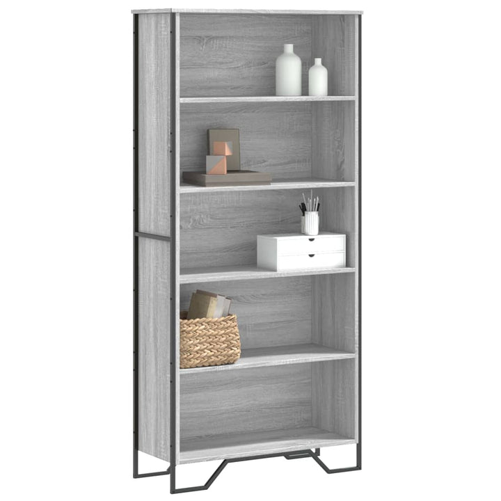 bogreol 80x31x169 cm konstrueret træ grå sonoma-eg