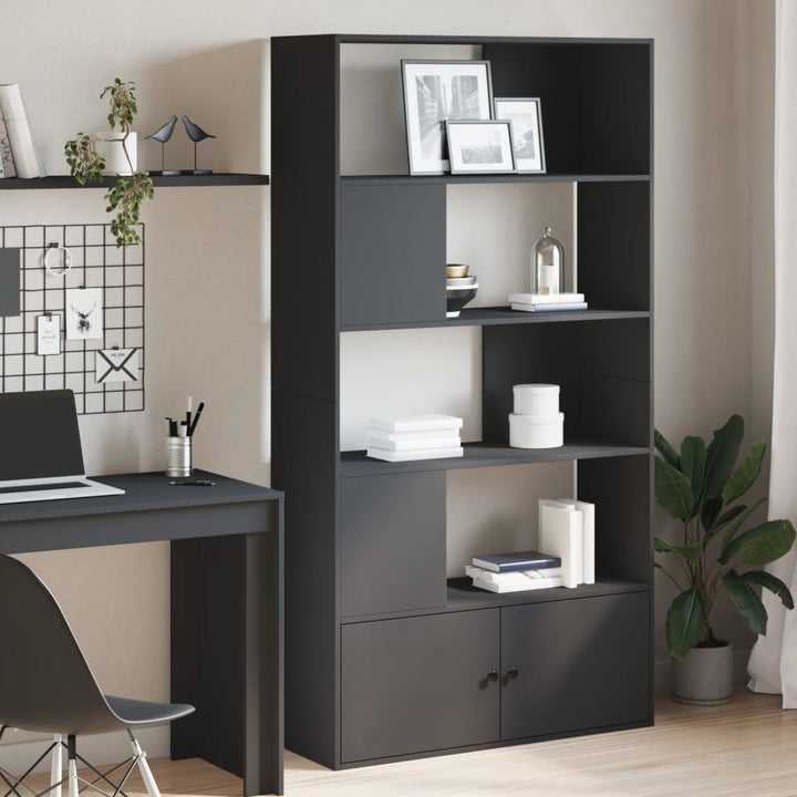 bogreol 100x36x189 cm konstrueret træ sort