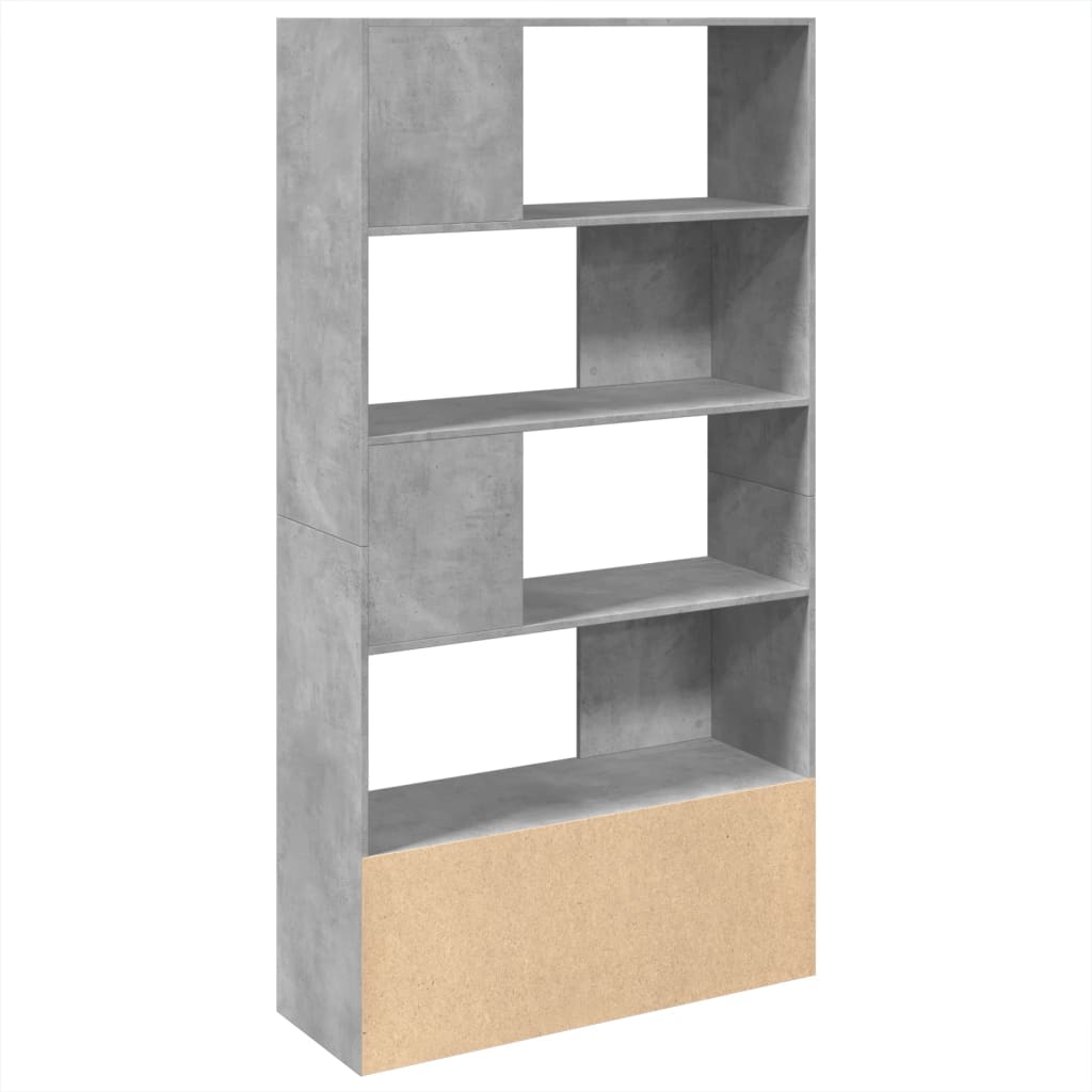 bogreol 100x36x189 cm konstrueret træ betongrå