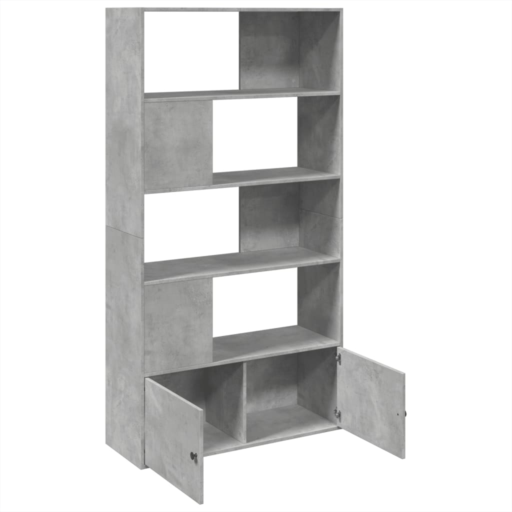bogreol 100x36x189 cm konstrueret træ betongrå