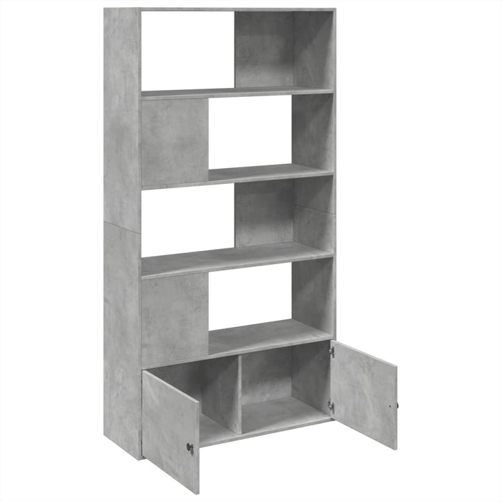 bogreol 100x36x189 cm konstrueret træ betongrå