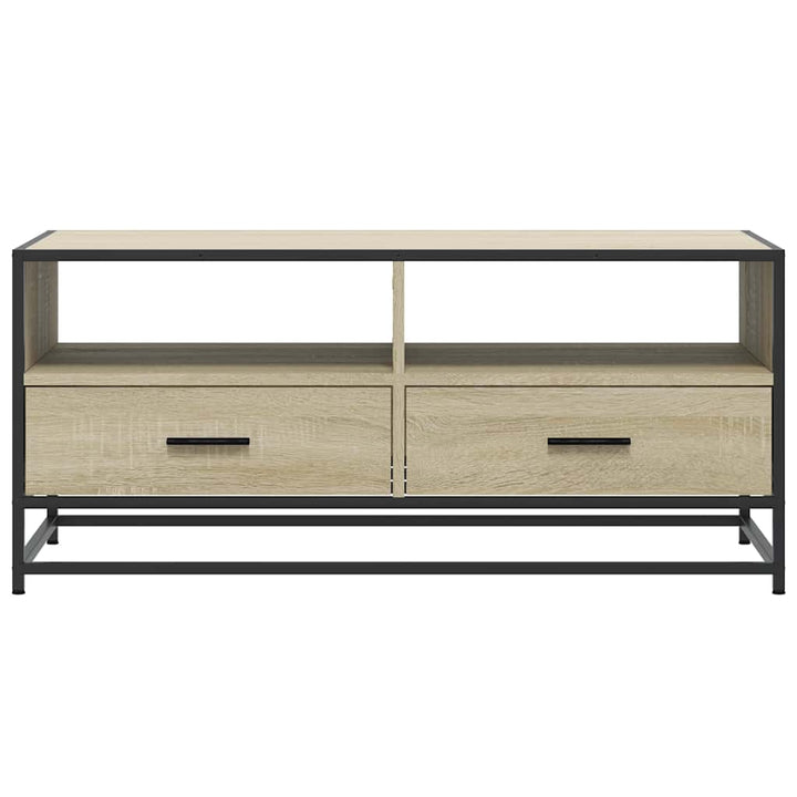 sofabord 100x50x45 cm konstrueret træ og metal sonoma-eg