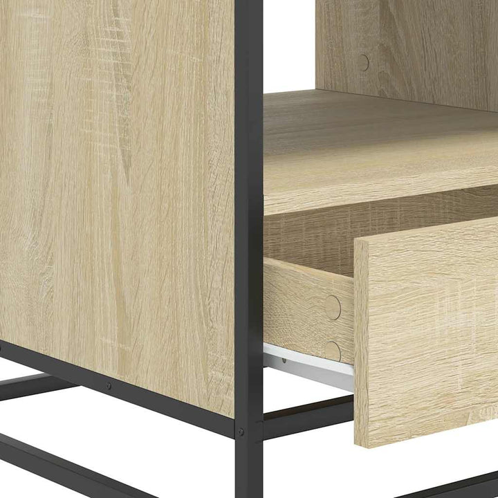 sofabord 100x50x45 cm konstrueret træ og metal sonoma-eg
