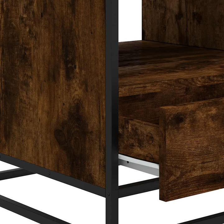 sofabord 100x50x45 cm konstrueret træ og metal røget egetræ