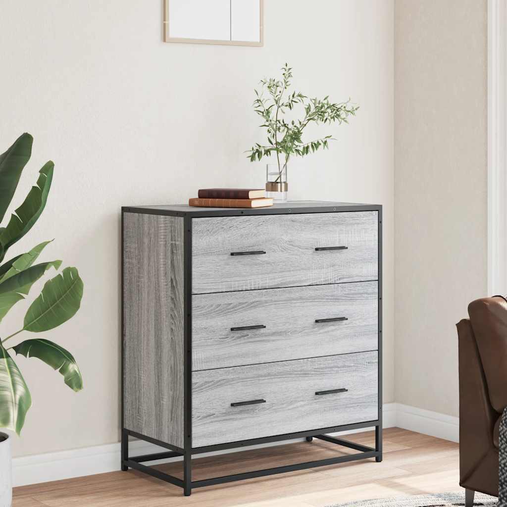 skab 68x35x76 cm konstrueret træ og metal grå sonoma-eg