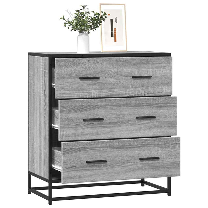 skab 68x35x76 cm konstrueret træ og metal grå sonoma-eg