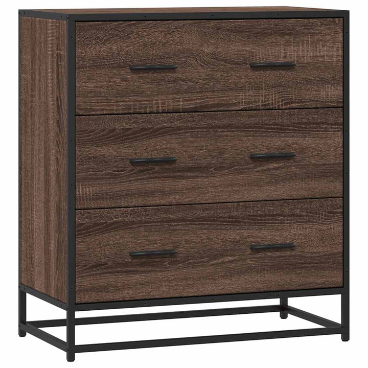 skab 68x35x76 cm konstrueret træ og metal brun egetræsfarve