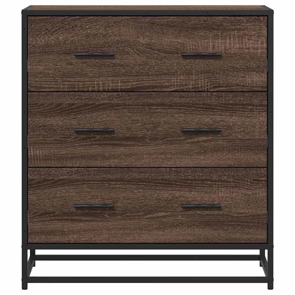skab 68x35x76 cm konstrueret træ og metal brun egetræsfarve