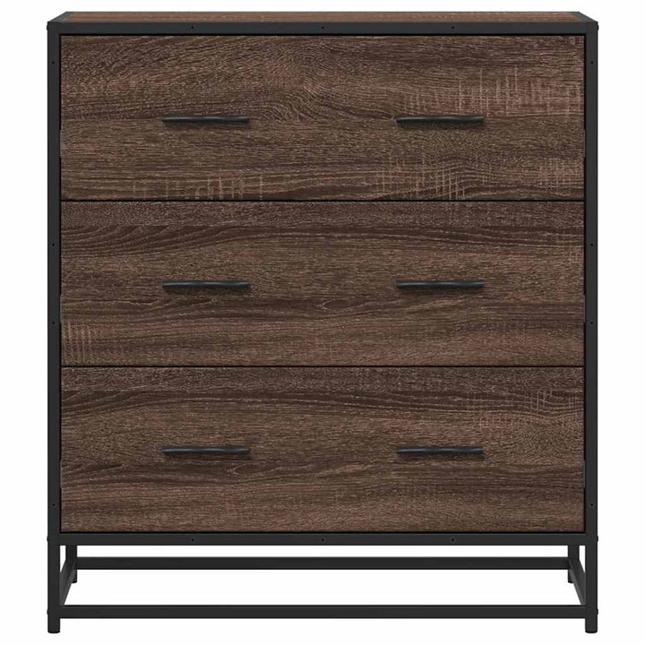 skab 68x35x76 cm konstrueret træ og metal brun egetræsfarve