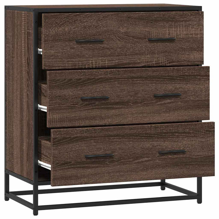 skab 68x35x76 cm konstrueret træ og metal brun egetræsfarve