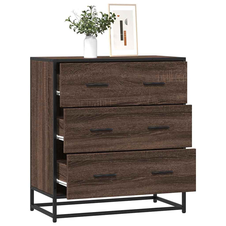skab 68x35x76 cm konstrueret træ og metal brun egetræsfarve