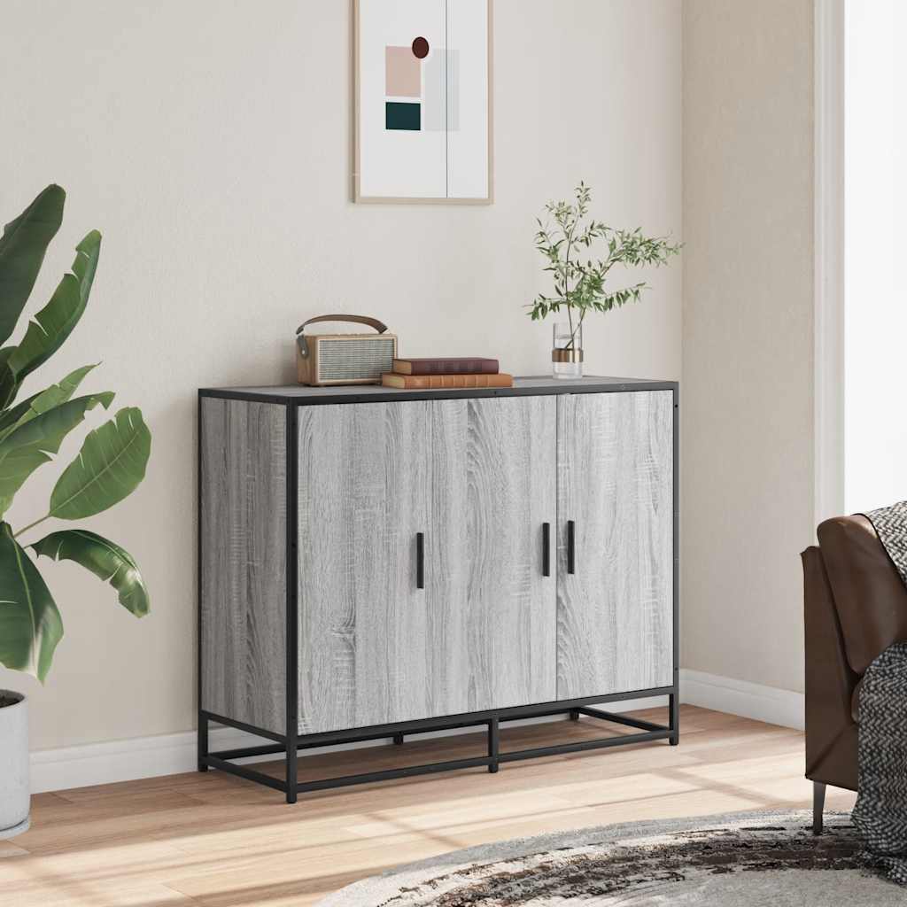 skænk 94x35x76 cm konstrueret træ grå sonoma-eg