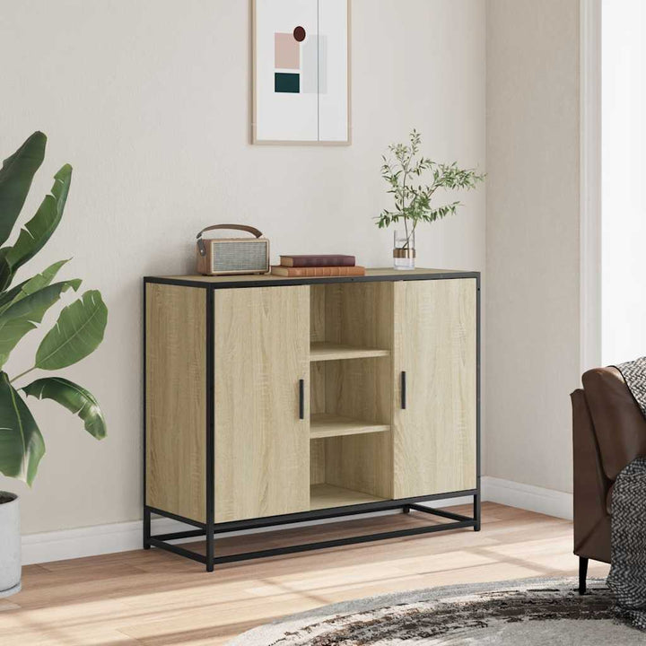 skab 92x35x76 cm konstrueret træ røget egetræsfarve