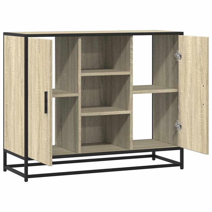 skab 92x35x76 cm konstrueret træ røget egetræsfarve
