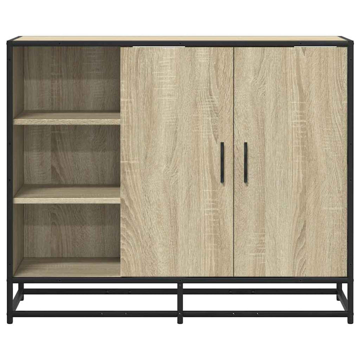 skab 92x35x76 cm konstrueret træ røget egetræsfarve