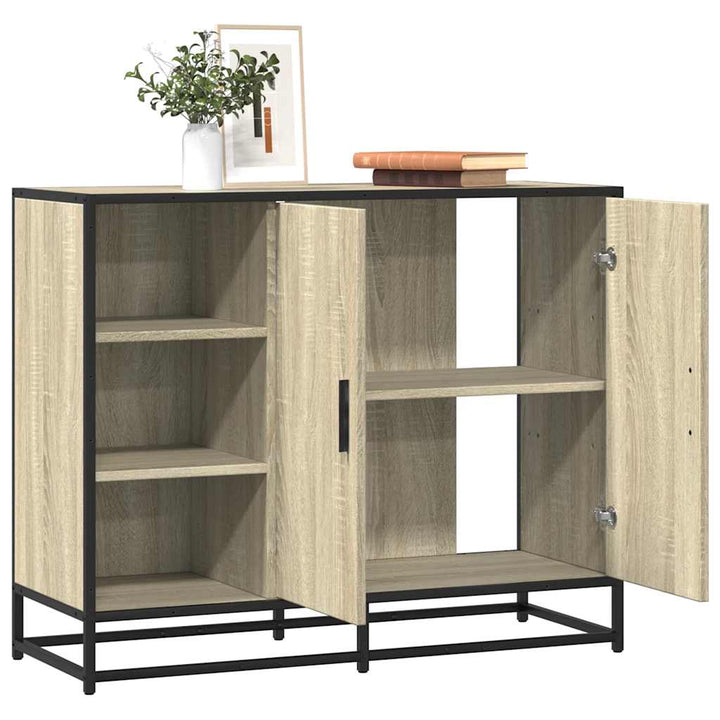 skab 92x35x76 cm konstrueret træ røget egetræsfarve