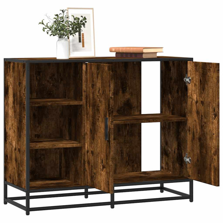 skænk 92x35x76 cm konstrueret træ røget egetræsfarve
