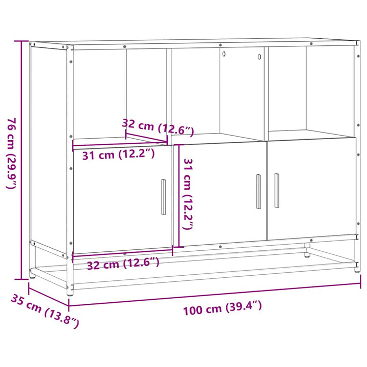 skab 100x35x76 cm konstrueret træ sort