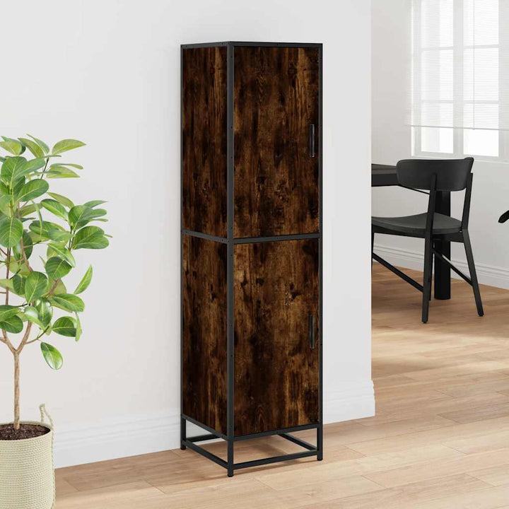 skab sonoma-eg 35,5x35x139 cm konstrueret træ og metal