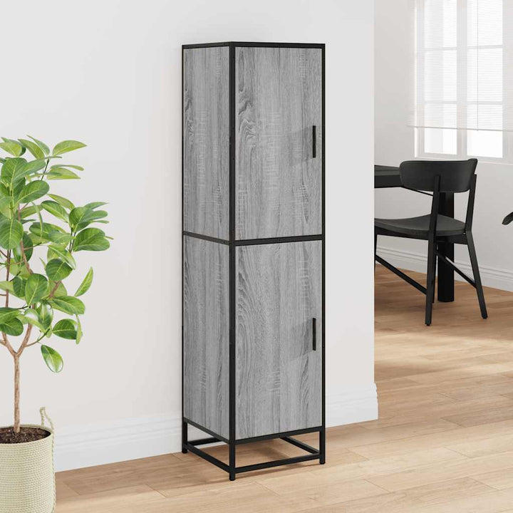 skab 35,5x35x139 cm konstrueret træ grå sonoma-eg og metal