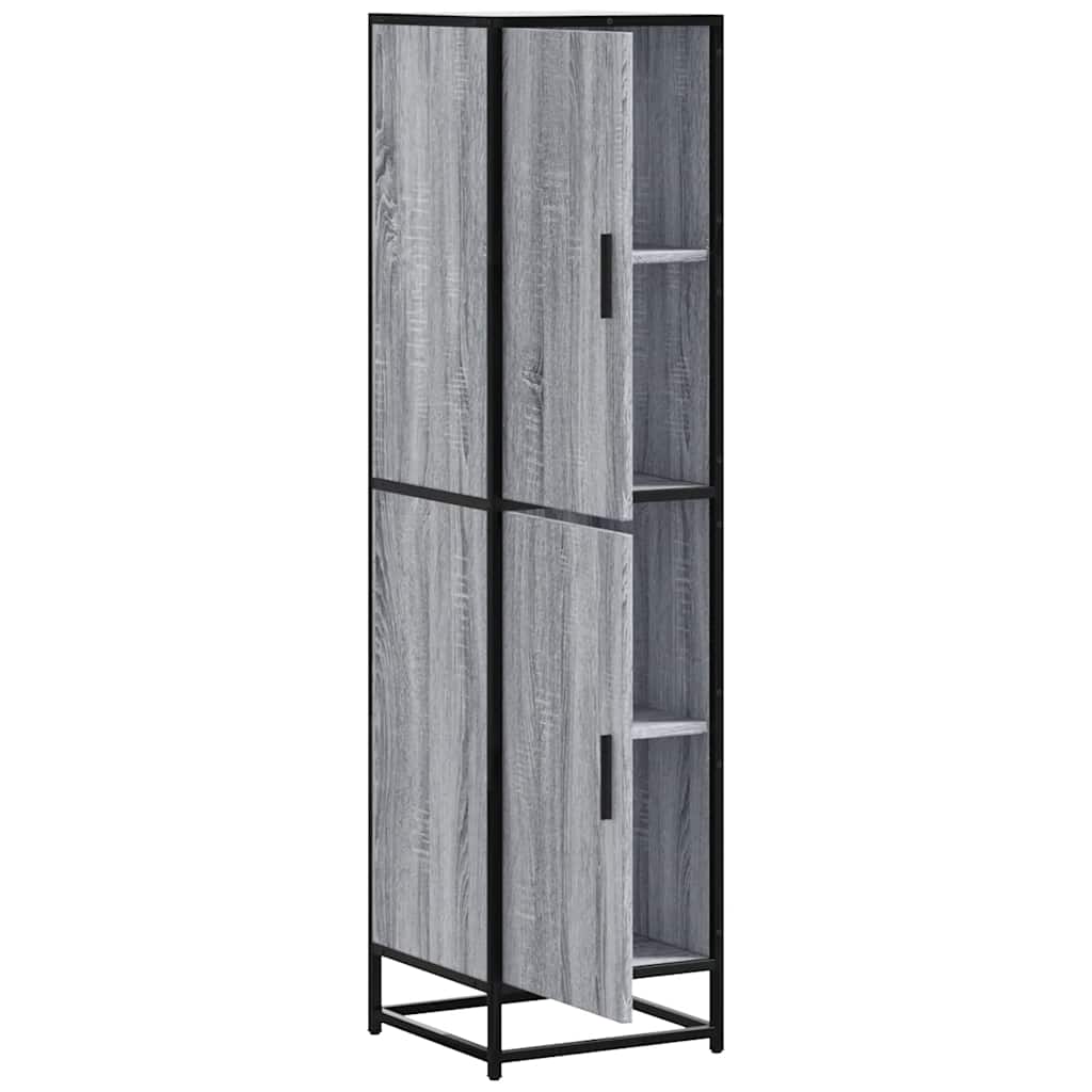 skab 35,5x35x139 cm konstrueret træ grå sonoma-eg og metal