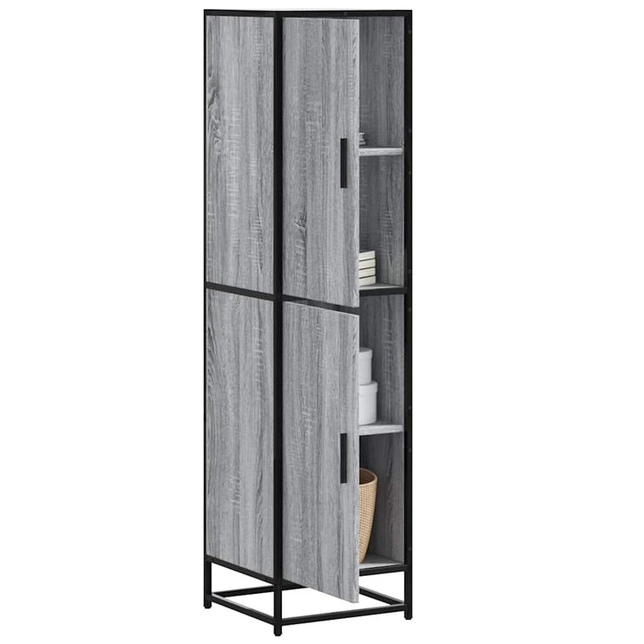 skab 35,5x35x139 cm konstrueret træ grå sonoma-eg og metal