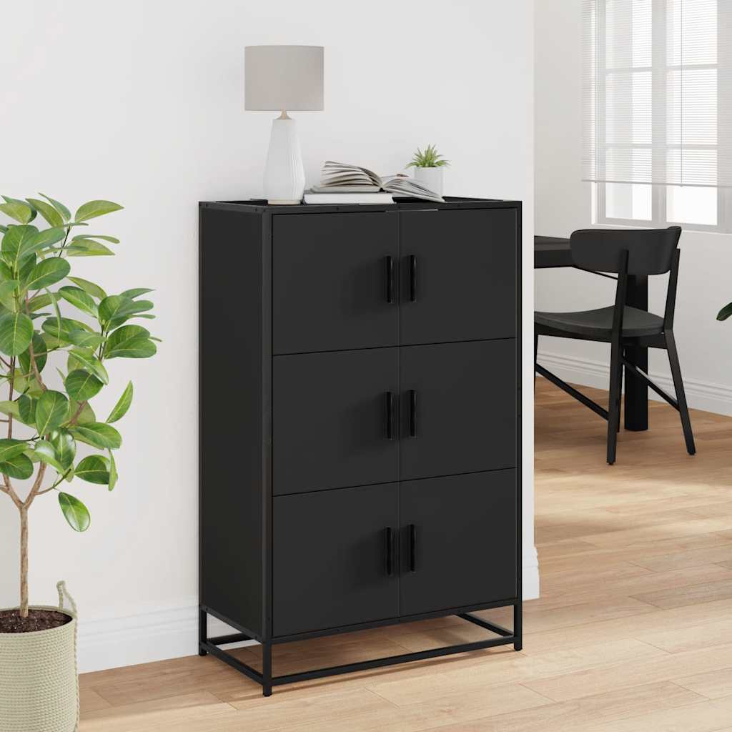 skab 68x35x106,5 cm konstrueret træ og metal sort