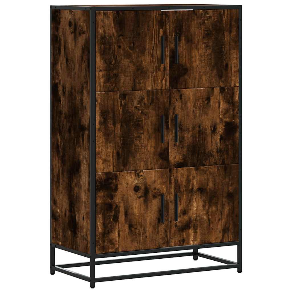 skab 68x35x106,5 cm konstrueret træ og metal røget egetræsfarve