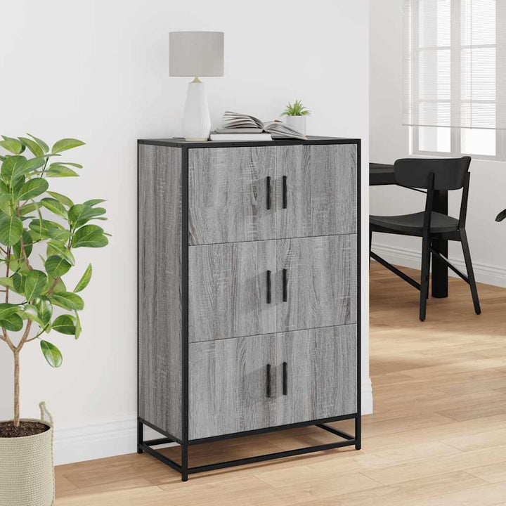 skab 68x35x106,5 cm konstrueret træ og metal grå sonoma-eg