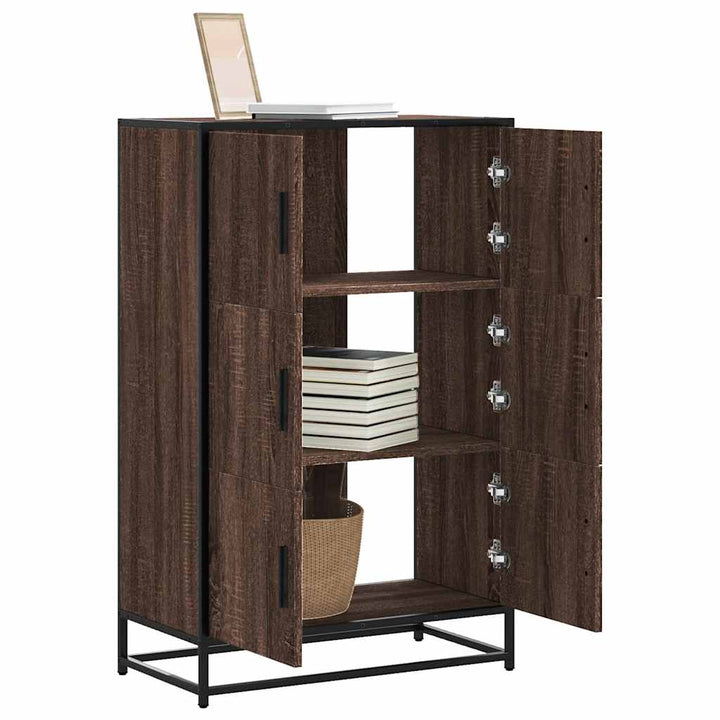 skab 68x35x106,5 cm konstrueret træ og metal brun egetræsfarve