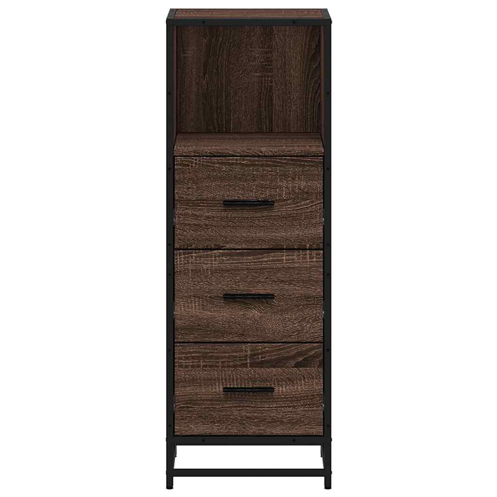 badeværelsesskab 35x37,5x100 cm konstrueret træ brunt egetræ