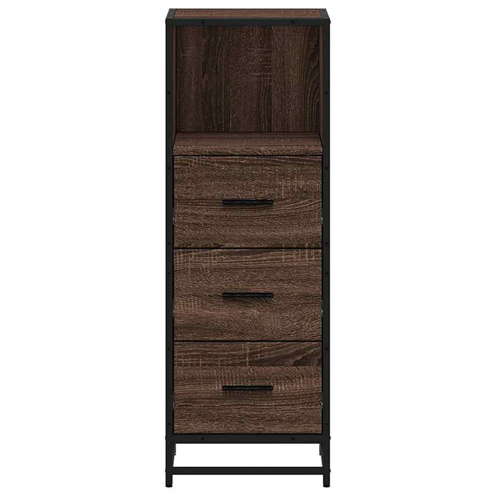 badeværelsesskab 35x37,5x100 cm konstrueret træ brunt egetræ