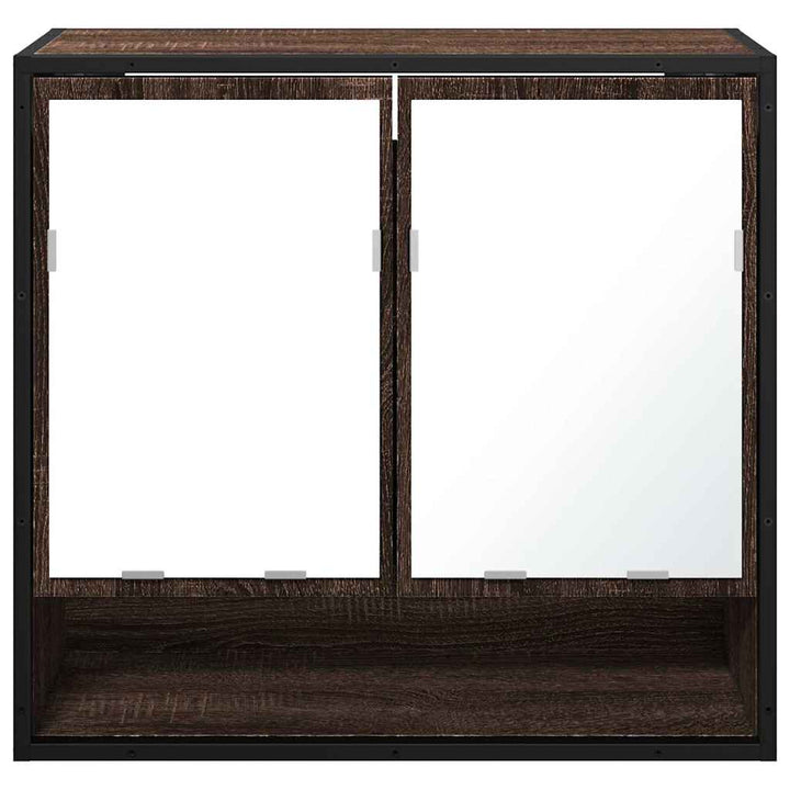 badeværelsesskab + spejl 65x20x60 cm konstrueret træ brunt eg
