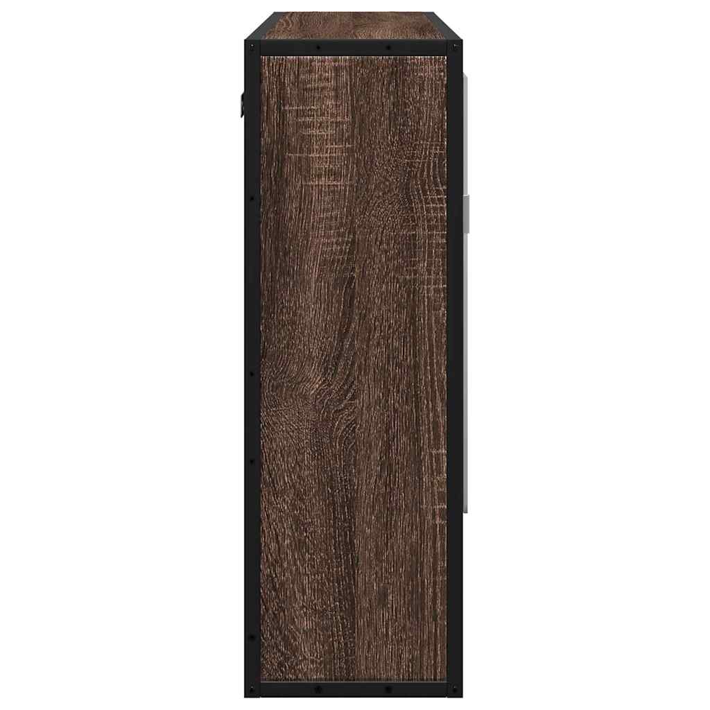 badeværelsesskab + spejl 65x20x60 cm konstrueret træ brunt eg