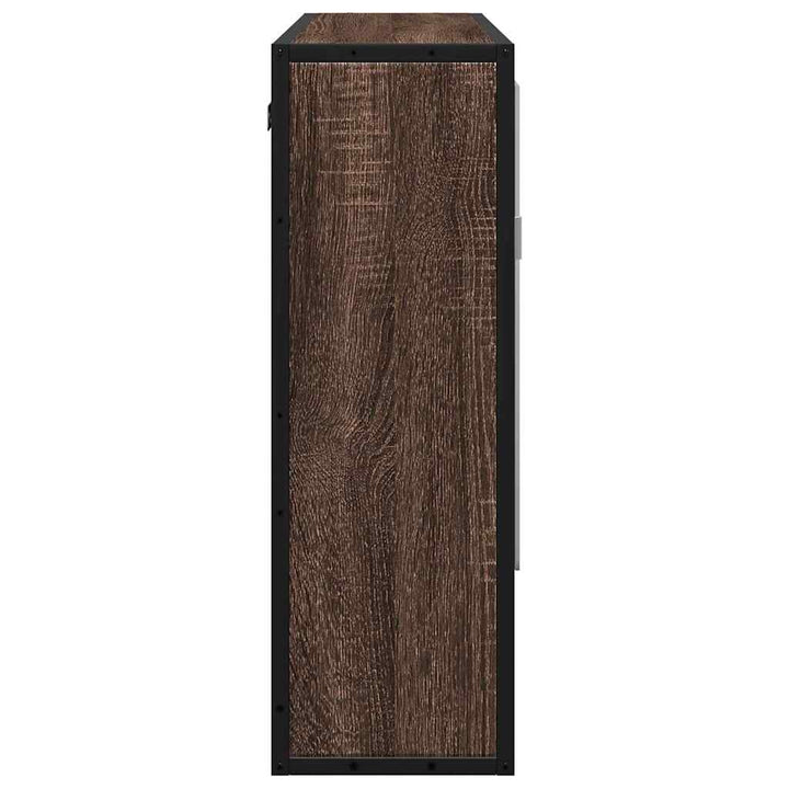 badeværelsesskab + spejl 65x20x60 cm konstrueret træ brunt eg