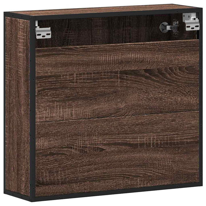 badeværelsesskab + spejl 65x20x60 cm konstrueret træ brunt eg