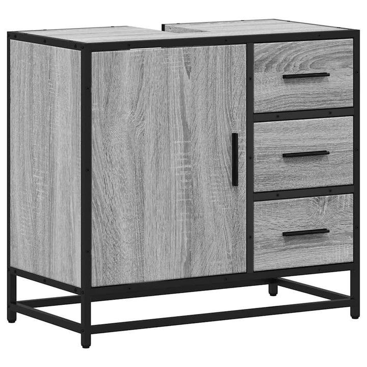 skab til håndvask til badeværelse 65x33x60 cm grå sonoma-eg