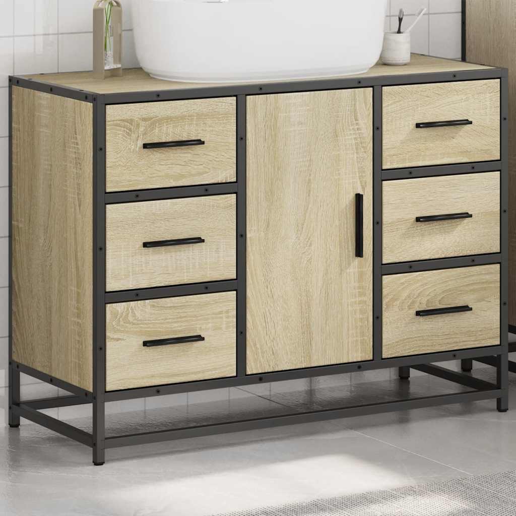 underskab til håndvask 80x33x60 cm konstrueret træ sonoma-eg
