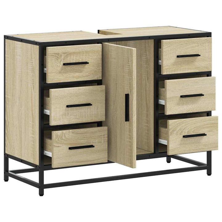 underskab til håndvask 80x33x60 cm konstrueret træ sonoma-eg