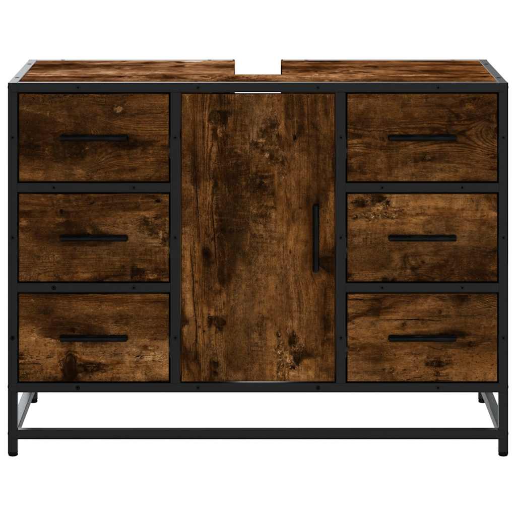 underskab til håndvask 80x33x60 cm konstrueret træ røget eg