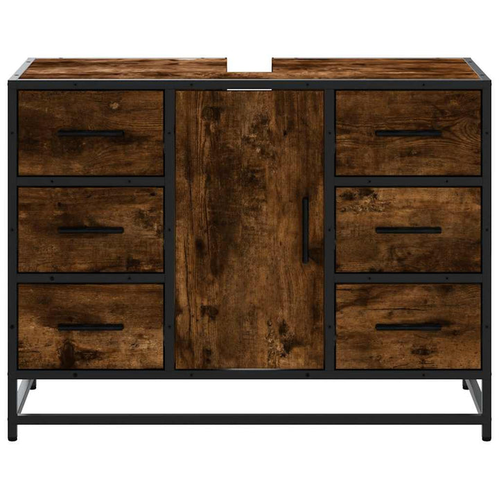 underskab til håndvask 80x33x60 cm konstrueret træ røget eg