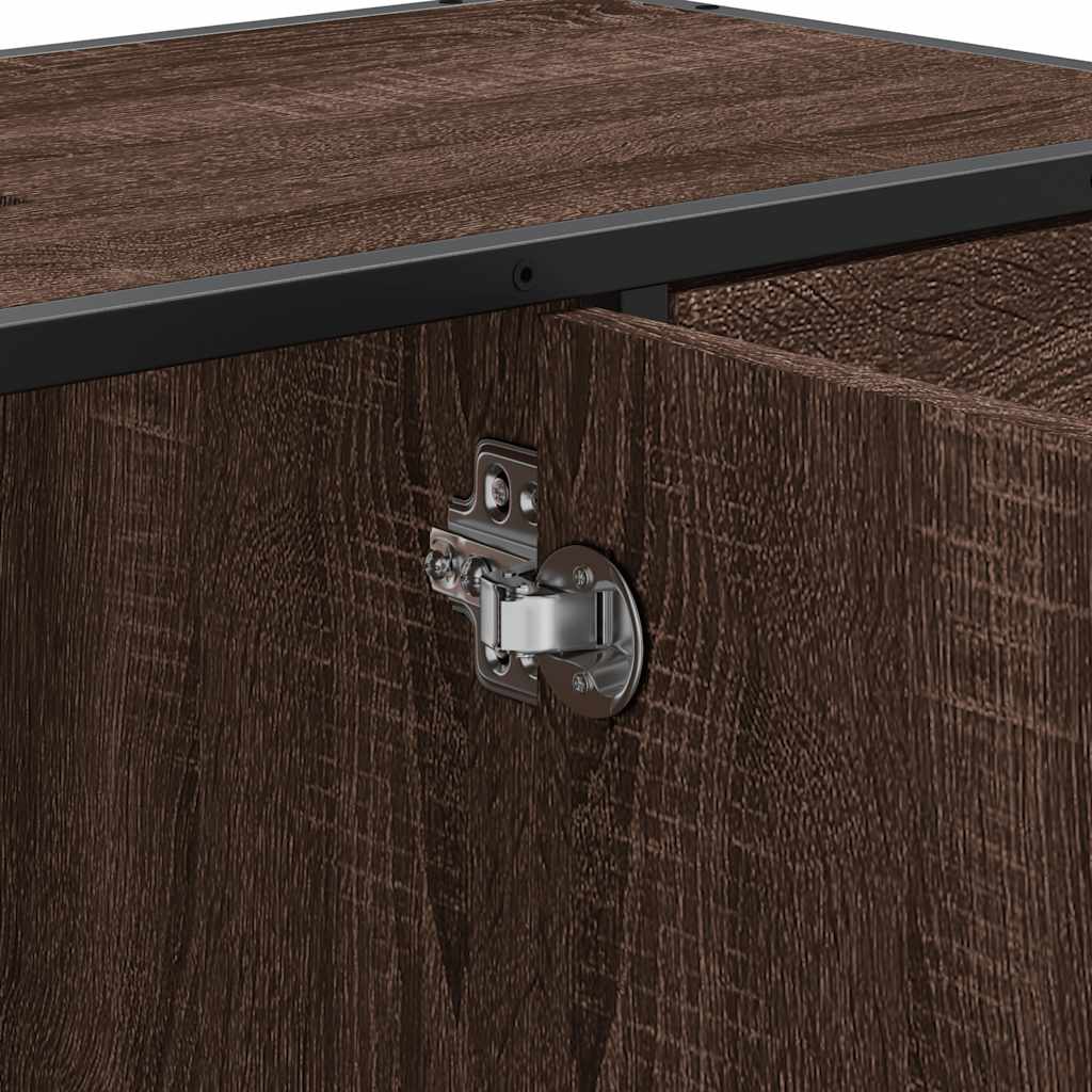 underskab til håndvask 80x33x60 cm konstrueret træ brunt egetræ